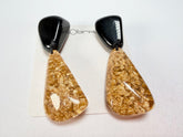 Sobral - Metalique "Cusco" Black & Gold Resin Clip On Earrings ( 001417 )