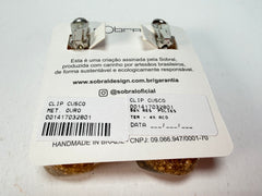 Sobral - Metalique "Cusco" Gold Resin Clip On Earrings ( 001417 )