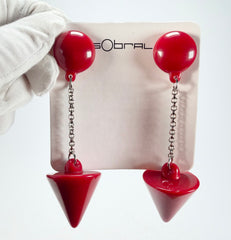 Sobral - Mix 2023 "MD KL" Red Cones Resin Clip On Earrings ( 002886 )