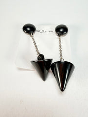 Sobral - Mix 2023 "MD KL" Black Cones Resin Clip On Earrings ( 002886 )