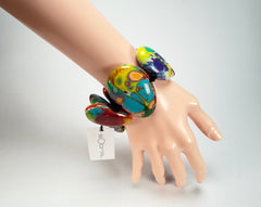 Sobral - Multi-Colour "Wassily" Pollock Elasticated Resin Bracelet ( 003716 )