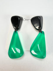 Sobral - Mix 2023 "Cusco" Black & Green Cristal Resin Earrings ( 005410 )