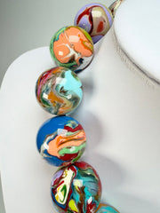 Sobral - Planets "Cluster" Studio Creation Pollock Resin Necklace ( 000000 )