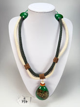 Sobral - Metalique Orlando "Rope Pendant" Studio Creation Green Dual Rope Resin Necklace ( 000000 )