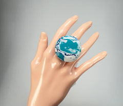 Sobral - Onda Azul "Onda Circle" Blue Resin Ring ( 005324 ) - Size UK Q / US 8