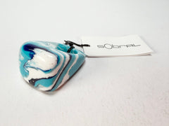Sobral - Onda Azul "Wave" Blue Resin Ring ( 005325 ) - Size UK S / US 9