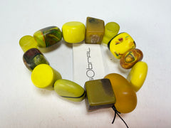 Sobral - Indiana "Citrino" Green Citrus Mix Elasticated Resin Bracelet ( 000210 )