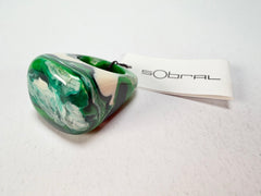 Sobral - Onda Verde "Wave" Green Resin Ring ( 005325 ) - Size UK P / US 8