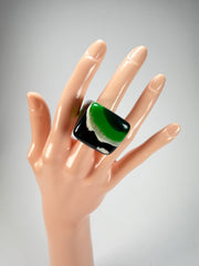 Sobral - Onda Verde "Wave" Green Resin Ring ( 005325 ) - Size UK R / US 8.5