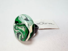 Sobral - Onda Verde "Onda Circle" Green Resin Ring ( 005324 ) - Size UK V / US 10.5