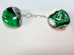 Sobral - Onda Verde "Wave" Green Resin Clip On Earrings ( 005331 )