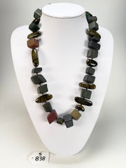 Sobral - Indiana "Cinza" Smokey Gray Mix 70cm Resin Necklace ( 000033 )