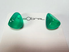Sobral - Mix 2023 "Pequeno Diamante" Green Cristal Resin Earrings ( 003600 )