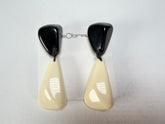 Sobral - Mix 2023 "Cusco" Black & Marfim Cream Resin Clip On Earrings ( 001417 )