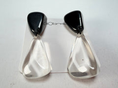Sobral - Mix 2023 "Cusco" Black & Cristal Resin Clip On Earrings ( 001417 )