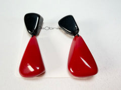 Sobral - Mix 2023 "Cusco" Black & Red Resin Clip On Earrings ( 001417 )