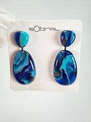 Sobral - Noite Estrelada "Petrolina" Resin Earrings ( 005498 )