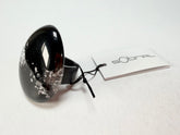 Sobral - Orlando Metalique "Poesia" Black & Silver Resin Ring ( 003597 ) - Size UK P / US 8