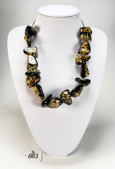 Sobral - Orlando Metalique "Diamond" Black & Gold Resin Necklace ( 003656 )