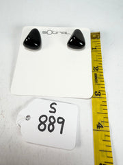 Sobral - Preto "Pequeno Diamante" Black Resin Earrings ( 003600 )