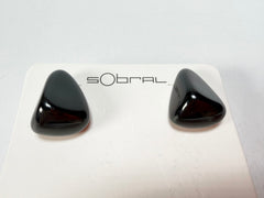 Sobral - Preto "Pequeno Diamante" Black Resin Earrings ( 003600 )