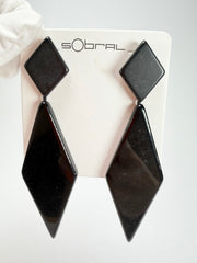 Sobral - Preto "Nial" Black Gloss Resin Earrings ( 004203 )