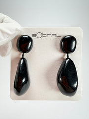 Sobral - Preto "Clave Efeitos" Black Resin Earrings ( 004606 )