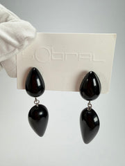 Sobral - Preto "Water" Black Resin Earrings ( 004158 )