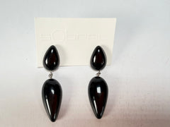 Sobral - Preto "Water" Black Resin Earrings ( 004158 )