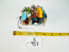 Sobral - Multi-Colour "Leaf" Pollock Elasticated Resin Bracelet ( 005520 )