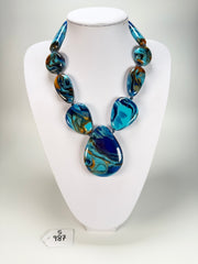 Sobral - Noite Estrelada "Bleu" Resin Necklace ( 005546 )