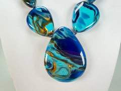 Sobral - Noite Estrelada "Bleu" Resin Necklace ( 005546 )