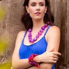 Sobral - Indiana "Vermelho" Red Mix Elasticated Resin Bracelet ( 000210 )