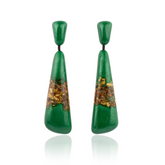 Sobral - Metalique Orlando "Gleine" Green & Gold Resin Earrings ( 004502 )