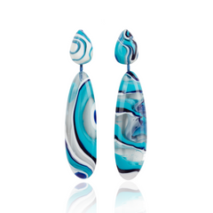 Sobral - Onda Azul "Peahi" Blue Resin Earrings ( 005421 )