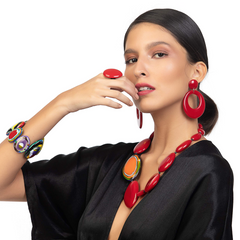 Sobral - Multi-Colour "Encantador" Red Resin Necklace ( 004109 )