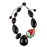 Sobral - Multi-Colour "Elen" Black & Pollock Resin Necklace ( 005411 )