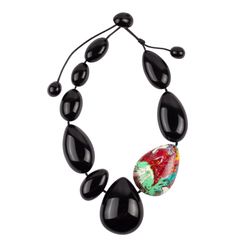 Sobral - Multi-Colour "Elen" Black & Pollock Resin Necklace ( 005411 )