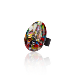 Sobral - Caillou Cristal "Poesia" Resin Ring ( 003597 ) - Size UK N / US 6.5
