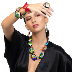 Sobral - Multi-Colour "Odessa" Resin Ring ( 003606 ) - Size UK N / US 6.5