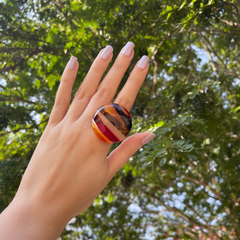 Sobral - Eco Amber "Onda" Resin Ring ( 005324 ) - Size UK S / US 9