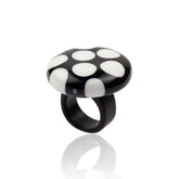 Sobral - Dots "Dots" Black & White Resin Ring ( 005354 ) - Size UK S / US 9