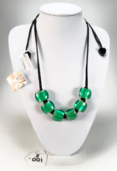 Zsiska - Bellissima 6 Bead Galaxy Green Resin Necklace ( 7240106GGREQ06 )