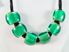 Zsiska - Bellissima 6 Bead Galaxy Green Resin Necklace ( 7240106GGREQ06 )
