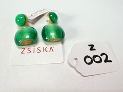Zsiska - Bellissima 1 Bead Short Hook Galaxy Green Resin Earrings ( 7240501GGREQ00 )