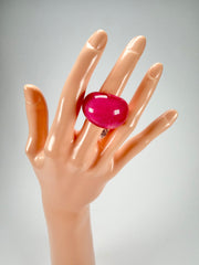 Zsiska - Colourful Statement Hot Pink Resin Ring ( 40106029017Q0M ) - Size UK N / US 7