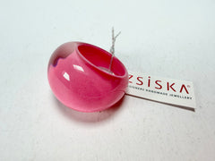 Zsiska - Colourful Statement Hot Pink Resin Ring ( 40106029017Q0L ) - Size UK Q / US 8