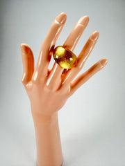 Zsiska - Precious Gold Leaf Resin Ring ( 1000602G000Q0L ) - Size UK Q / US 8