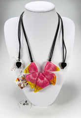 Zsiska - Prim Flora Pink & Yellow 5 Bead Resin Necklace ( 3200102FPINQ05 )