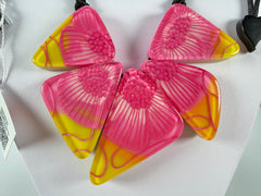 Zsiska - Prim Flora Pink & Yellow 5 Bead Resin Necklace ( 3200102FPINQ05 )